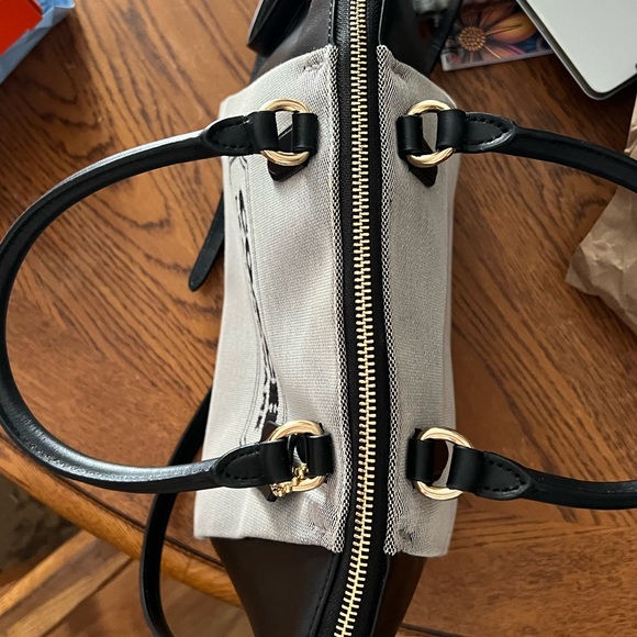 New Coach Women's Elise Horse Carriage Jacquard Satchel Black - Picture 7 of 9